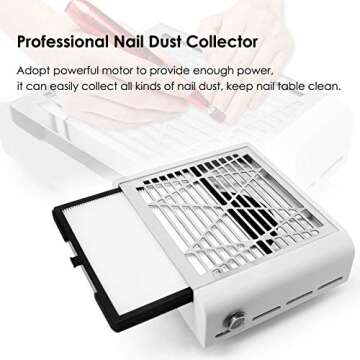 AONOLOVO Nail Dust Collector, Powerful Nail Vacuum Dust Collector Nail Tech Extractor Fan Manicure T...