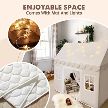 Tiny Land Kids Play Tent with Mat & LED Lights for Kids