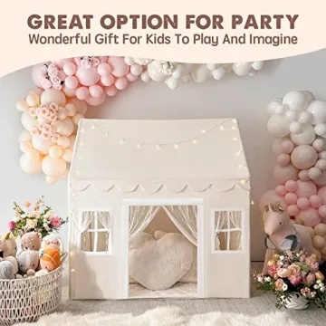 Tiny Land Kids Play Tent with Mat & LED Lights for Kids