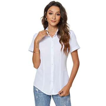 Elegant Women’s Short Sleeve Button Down Shirt for Work
