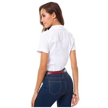 Elegant Women’s Short Sleeve Button Down Shirt for Work