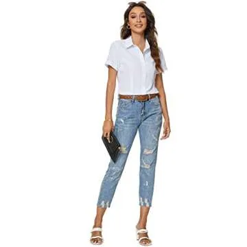 Elegant Women’s Short Sleeve Button Down Shirt for Work