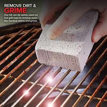 Modern Innovations 25-Piece Griddle Cleaning Kit, 20 Scouring Pads, 3 Grill Bricks, 1 Indoor Grill Scraper, 1 Handle, Pumice Stone Brick, Blackstone & Weber Compatible BBQ Flat Top Cleaner Accessories