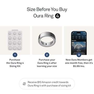 Oura Ring 4 - Silver - Size 9 - Smart Ring - Size First with Oura Ring 4 Sizing Kit - Sleep Tracking Wearable - Heart Rate - Fitness Tracker - Up to 8 Days of Battery Life