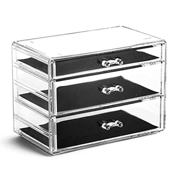 BINO THE MANHATTAN SERIES Acrylic Makeup Drawer Organizer- 3 Drawers | Clear Beauty Organizers and S...