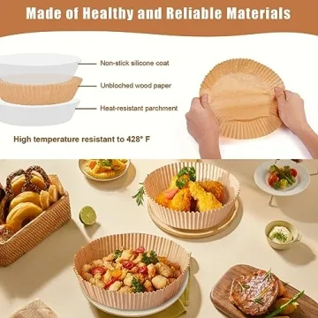 Fondpen Air Fryer Liners - 100 Disposable Paper Sheets