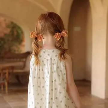 Glittery Sparkly Orange Hair Bow Clips for Kids and Teens