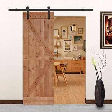 LUBANN 28 in. x 84 in. Rustic British-Brace Hardwood Barn Door Unfinished Knotty Alder Solid Wood Barn Door Slab