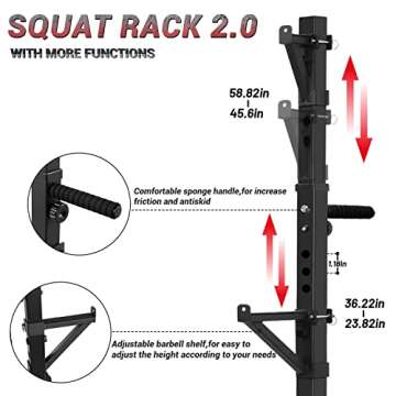 CANPA Squat Rack, Adjustable Barbell Rack Strength Training Barbell Stand with Dip Station Multi-Fun...