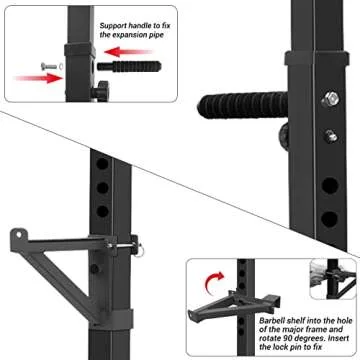 CANPA Squat Rack, Adjustable Barbell Rack Strength Training Barbell Stand with Dip Station Multi-Function Squat Stand Equipment for Home Gym Fitness 600Lbs (Black)
