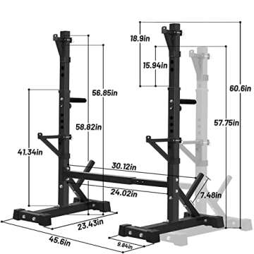 CANPA Squat Rack, Adjustable Barbell Rack Strength Training Barbell Stand with Dip Station Multi-Function Squat Stand Equipment for Home Gym Fitness 600Lbs (Black)