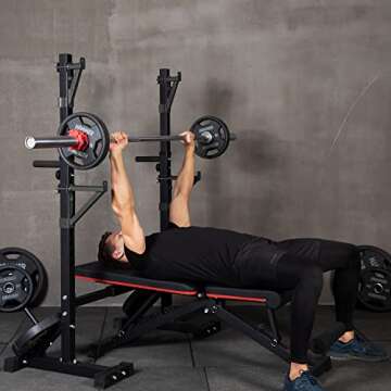 CANPA Squat Rack, Adjustable Barbell Rack Strength Training Barbell Stand with Dip Station Multi-Function Squat Stand Equipment for Home Gym Fitness 600Lbs (Black)