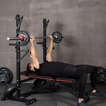 CANPA Squat Rack, Adjustable Barbell Rack Strength Training Barbell Stand with Dip Station Multi-Function Squat Stand Equipment for Home Gym Fitness 600Lbs (Black)