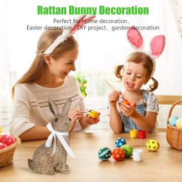 MicoSim Rattan Effect Resin Bunny Decor for Easter Joy                     