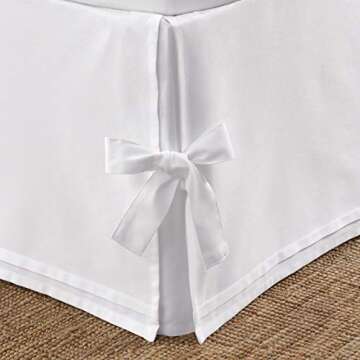 Laura Ashley Home - Corner Tied Tailored Bedskirt, Luxury Bedroom Decor, Wrinkle & Fade Resistant (W...