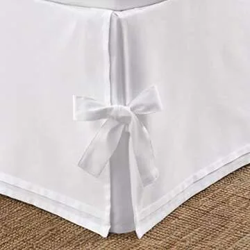 Laura Ashley Home - Corner Tied Tailored Bedskirt, Luxury Bedroom Decor, Wrinkle & Fade Resistant (W...