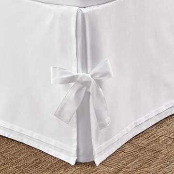 Laura Ashley Home - Corner Tied Tailored Bedskirt, Luxury Bedroom Decor, Wrinkle & Fade Resistant (White, King)