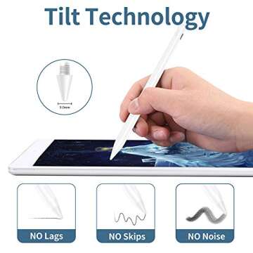 Stylus Pen for iPad, Uogic iPad Stylus Pen with Magnetic, Rechargeable, Palm Rejection, for iPad Pro 11"/12.9", iPad (6/7/8/9/10 Generation), iPad Mini (5/6 Generation), iPad Air (3/4/5 Generation)