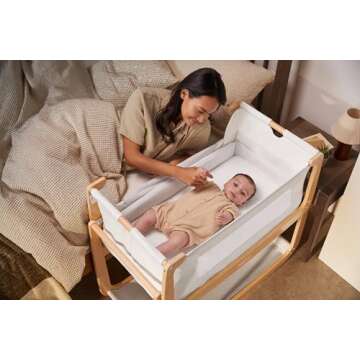 SnuzPod 4 Rocking Baby Bassinet Bedside Sleeper - Lightweight, Portable Bedside Bassinet, Lift Off C...