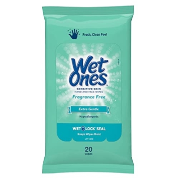 Wet Ones Sensitive Antibacterial Wipes - 100 Count Travel Pack for On-the-Go Cleanliness