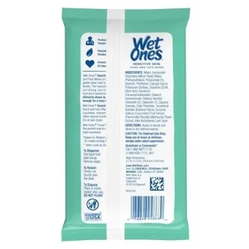 Wet Ones Sensitive Antibacterial Wipes 100 Count Travel Pack