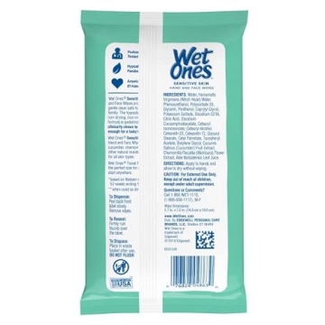 Wet Ones Sensitive Antibacterial Wipes 100 Count Travel Pack