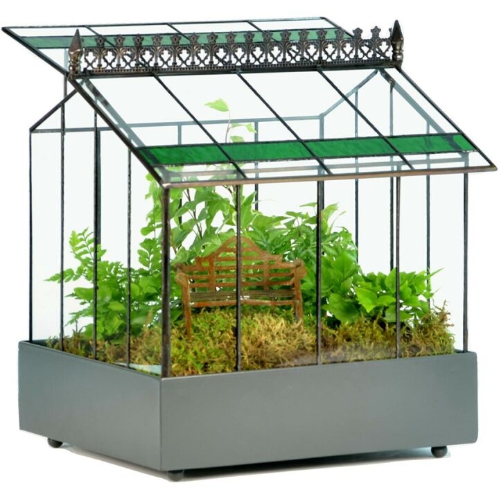 H Potter Terrarium Planter with Green Glass Accents