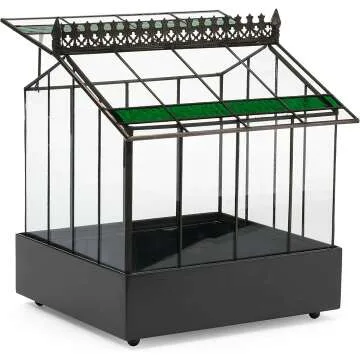 H Potter Terrarium Planter with Green Glass Accents