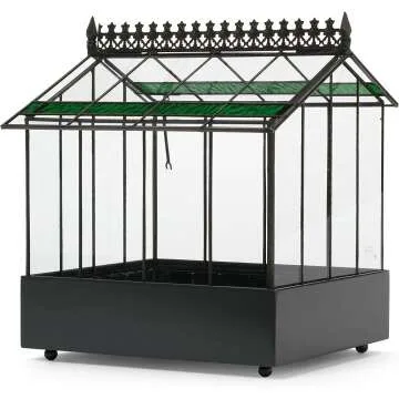 H Potter Terrarium Planter with Green Glass Accents