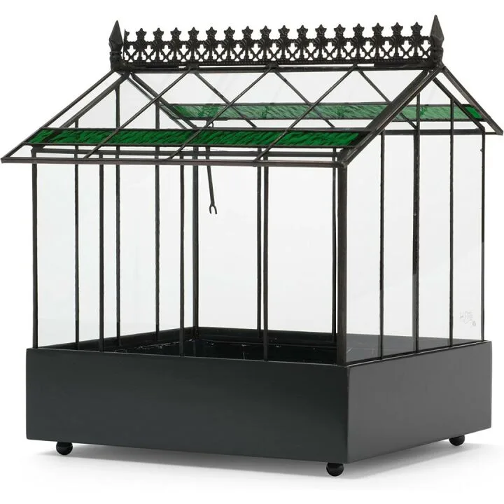 H Potter Terrarium Planter with Green Glass Accents