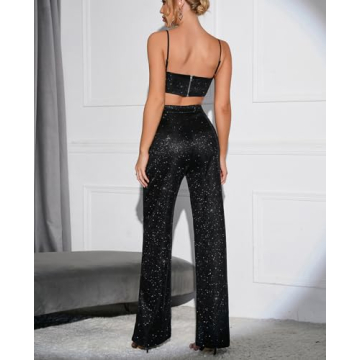 Colysmo Women's Sparkle Two Piece Party Outfit Set