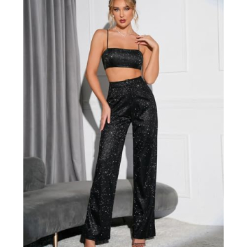 Colysmo Women's Sparkle Two Piece Party Outfit Set