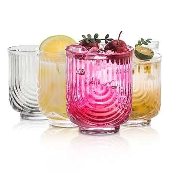 KEMORELA Drinking Glasses Set of 4 - Stylish & Durable Drinkware for All Occasions