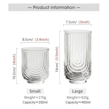 KEMORELA Stylish Drinking Glasses Set of 4 for All Beverages