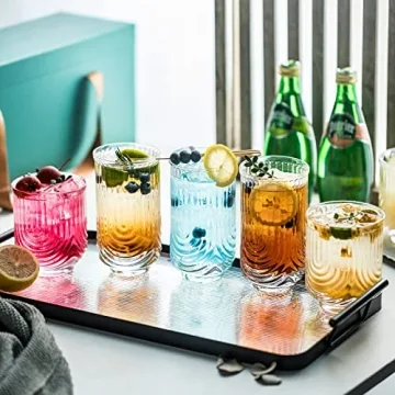 KEMORELA Stylish Drinking Glasses Set of 4 for All Beverages
