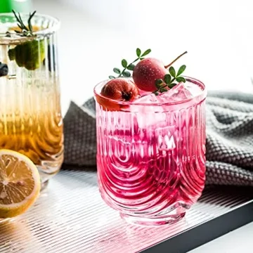 KEMORELA Stylish Drinking Glasses Set of 4 for All Beverages