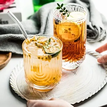 KEMORELA Stylish Drinking Glasses Set of 4 for All Beverages