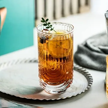 KEMORELA Stylish Drinking Glasses Set of 4 for All Beverages