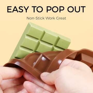 Fimary Chocolate Molds - Non-Stick Chocolate Bar Mold, Break Apart Chocolate Bar Maker Food Grade Deep Chocolate Bar Mold For Knafeh Pistachio Chocolate Bar, Milk Chocolate Bar Home Diy - 1 Piece