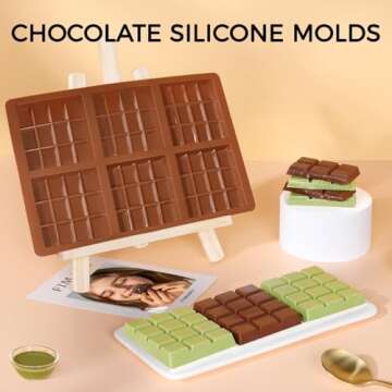 Fimary Chocolate Molds - Non-Stick Chocolate Bar Mold, Break Apart Chocolate Bar Maker Food Grade Deep Chocolate Bar Mold For Knafeh Pistachio Chocolate Bar, Milk Chocolate Bar Home Diy - 1 Piece