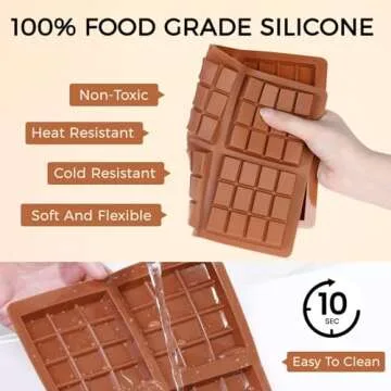 Fimary Chocolate Molds - Non-Stick Chocolate Bar Mold, Break Apart Chocolate Bar Maker Food Grade Deep Chocolate Bar Mold For Knafeh Pistachio Chocolate Bar, Milk Chocolate Bar Home Diy - 1 Piece