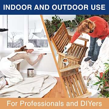 Canvas Drop Cloth for Painting 4X12 ft – All Purpose Canvas Tarp for Floor & Furniture Paint Protection – Painters Drop Cloth Curtains –8 Oz. Seamless Canvas Fabric Painting Supplies for Home TUFFBOY