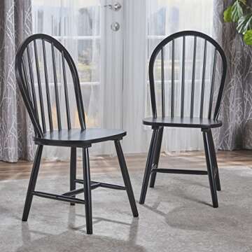 Christopher Knight Home Declan Farmhouse Cottage High Back Spindled Rubberwood Dining Chairs, 2-Pcs ...