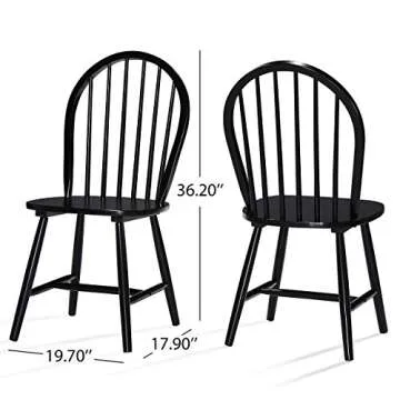 Christopher Knight Home Declan Farmhouse Cottage High Back Spindled Rubberwood Dining Chairs, 2-Pcs Set, Black