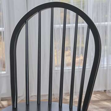 Christopher Knight Home Declan Farmhouse Cottage High Back Spindled Rubberwood Dining Chairs, 2-Pcs Set, Black