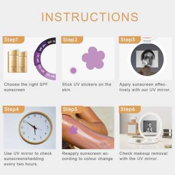 FENCHILIN Travel Compact Mirror with UV Camera for Sunscreen Test, 2X Magnification Portable Lighted Mirror for Handbag Pocket, 3.5 Inch