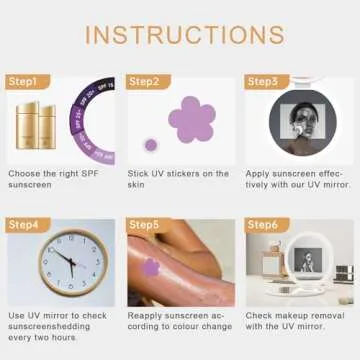 FENCHILIN Travel Compact Mirror with UV Camera for Sunscreen Test, 2X Magnification Portable Lighted Mirror for Handbag Pocket, 3.5 Inch