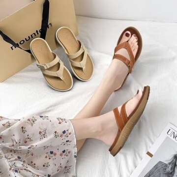 COFACE Womens Orthopedic Flip Flops Ladies Slip On Athletic Yoga Memory Foam Cushion Recovery Walkin...