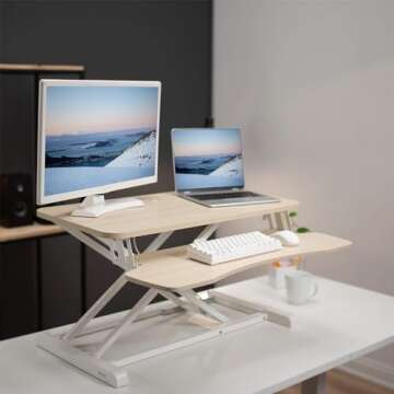 VIVO 32 inch Desk Converter - Height Adjustable Riser for Dual Monitors