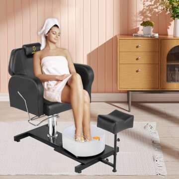 LUXMARS Pedicure Chair with Stool Massage Foot Bath Hydraulic Pedi Chair for Foot Bath Pedicure Chai...